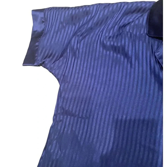 SATIN BLUE JACQUARD SEMI SHEER OVERSIZED BUTTON UP COLLARED SLEEP SHIRT SIZE S - Picture 11 of 16